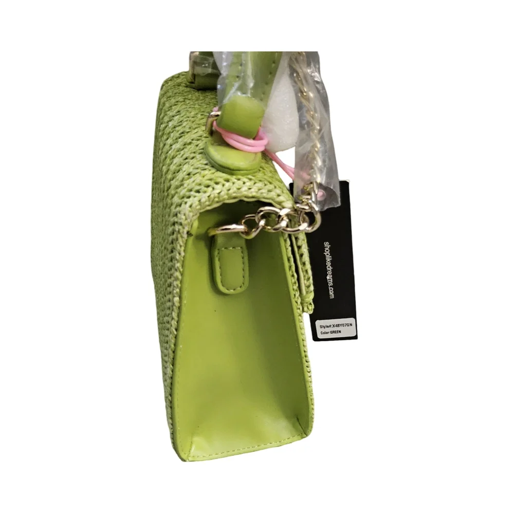 NWOT Green Woven Straw Handbag - Picture 4 of 15